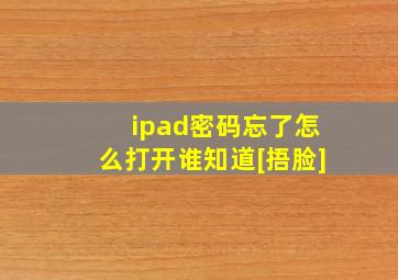 ipad密码忘了怎么打开谁知道[捂脸]